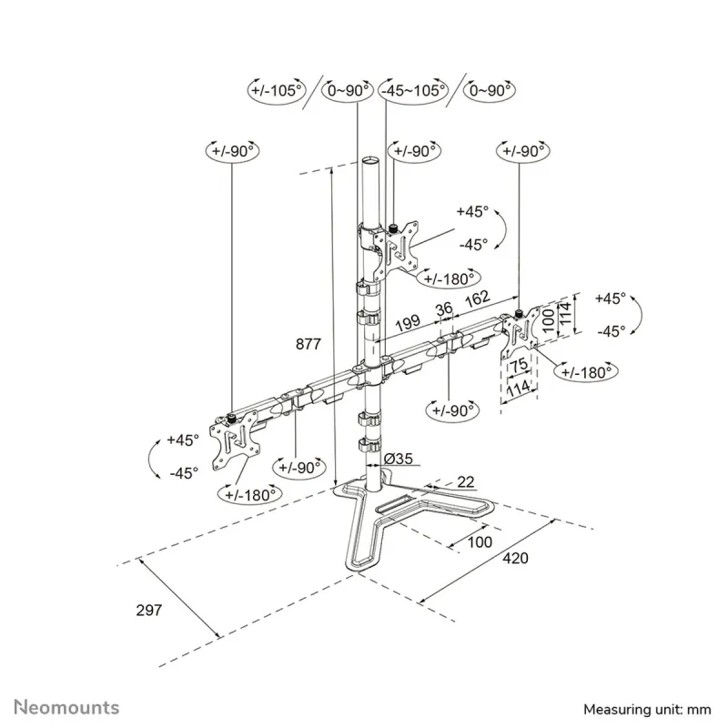 Lauatugi Ekraanile Neomounts DS45-600BL2-1 10" 32"